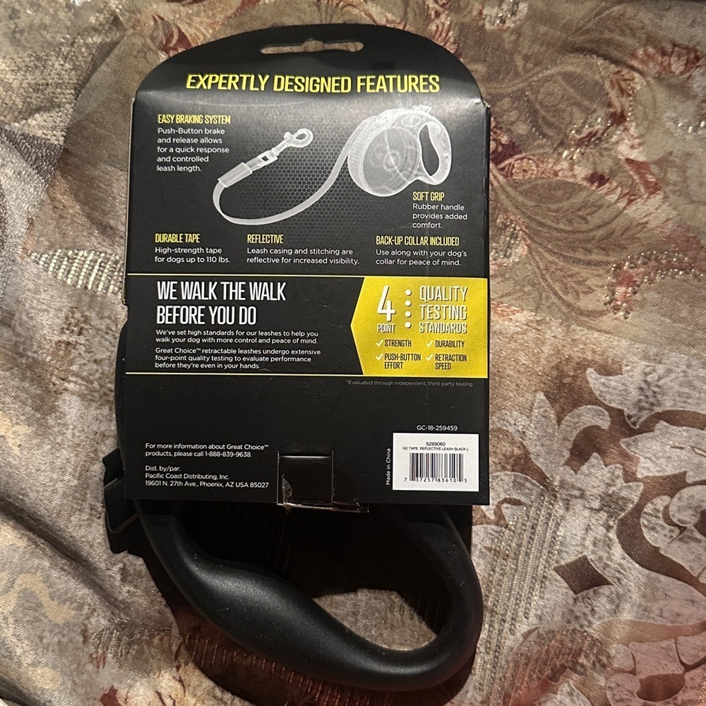🆕❤️ GREAT CHOICE Great Retractable+ Extra Strength 16FT Tape Leash XL Black - Picture 4 of 4